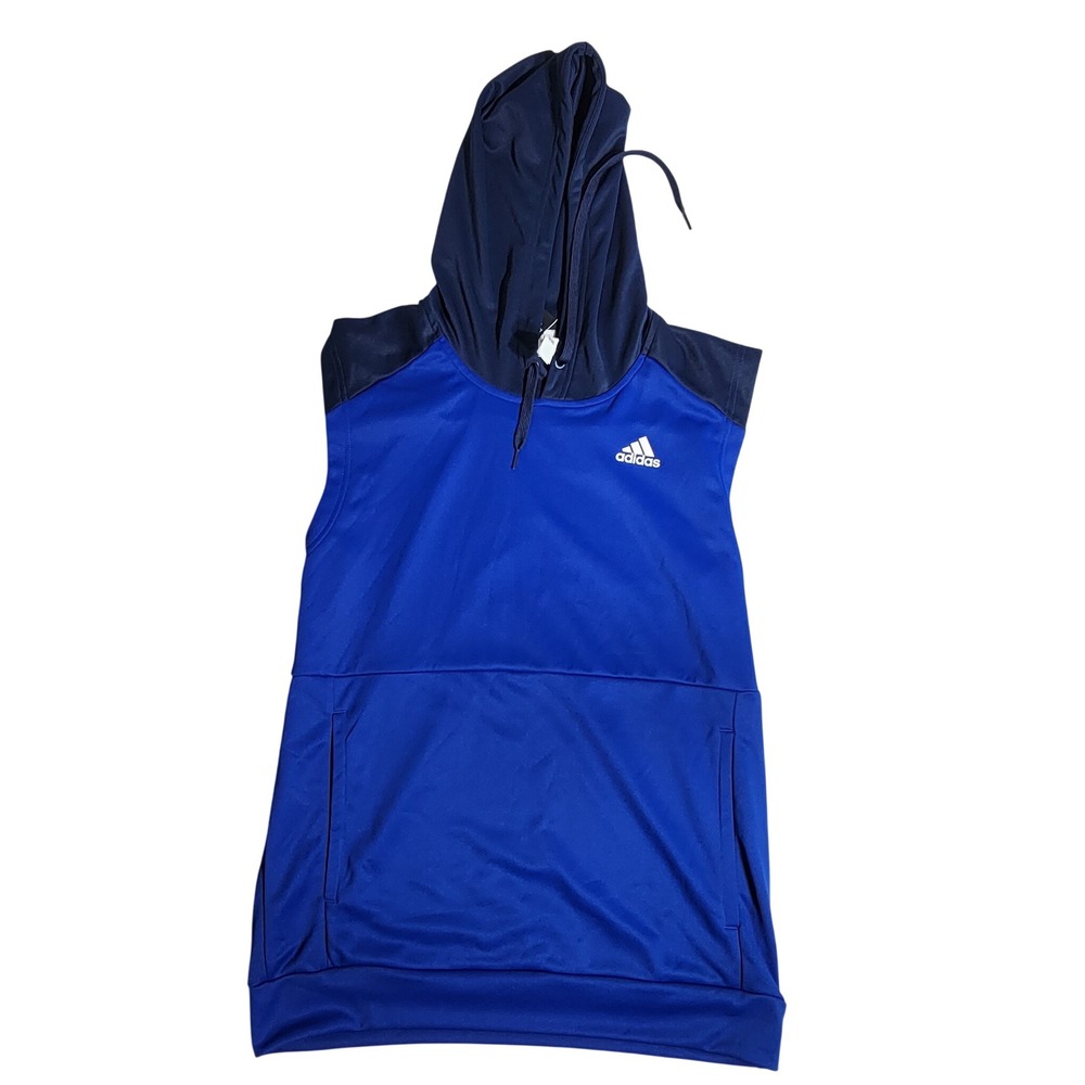 Adidas Mens Sleeveless Hoodie Blue Colorblock Training Vest Size Medium